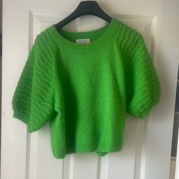 & Other Stories Short Puff Sleeve Green Sweater - Picture 1 of 3